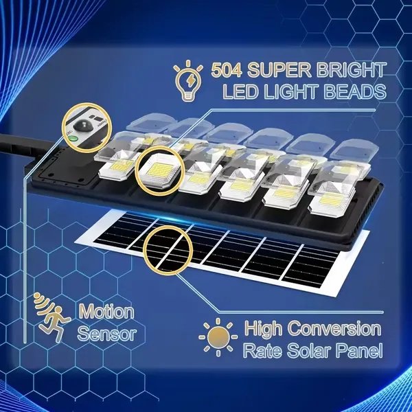 80000LM 8500K LED Solar Street Light 800W Commercial Oudoor Lights Outdoor Waterproof Hight Brightness LED, Dusk To Dawn Solar Street LightsRoad Area Lamp For Yard, Deck, Garden - Image 2