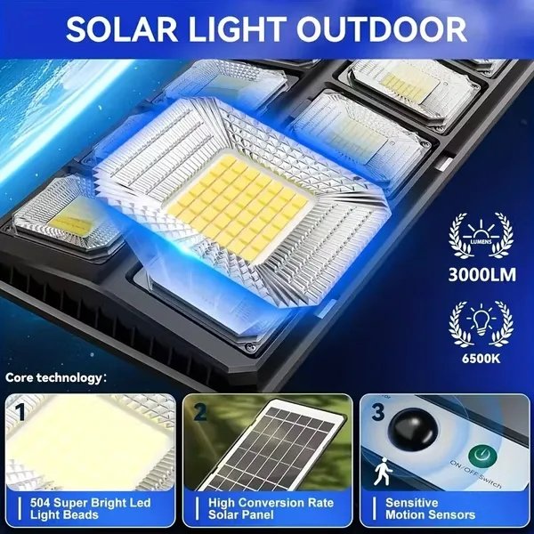 80000LM 8500K LED Solar Street Light 800W Commercial Oudoor Lights Outdoor Waterproof Hight Brightness LED, Dusk To Dawn Solar Street LightsRoad Area Lamp For Yard, Deck, Garden - Image 5
