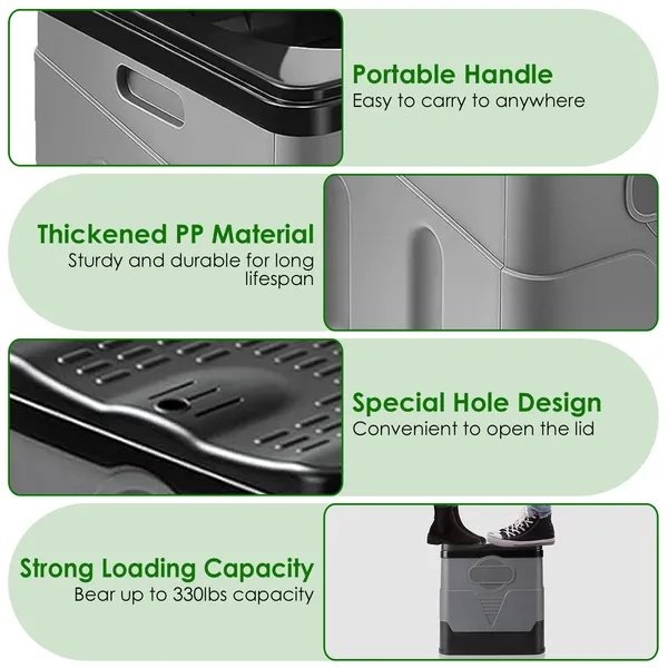 Portable Toilet For Car Camping Boating Hiking Outdoor Travel Potty With Carry Bag Foldable Emergency Toilet With Lid Trash Bags - Image 4