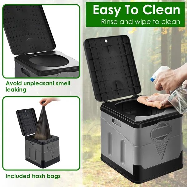 Portable Toilet For Car Camping Boating Hiking Outdoor Travel Potty With Carry Bag Foldable Emergency Toilet With Lid Trash Bags - Image 5