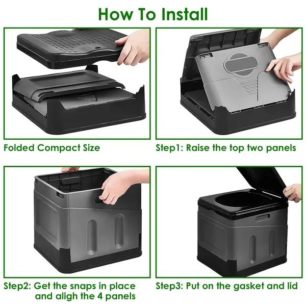 Portable Toilet For Car Camping Boating Hiking Outdoor Travel Potty With Carry Bag Foldable Emergency Toilet With Lid Trash Bags - Image 3