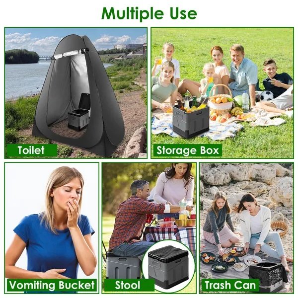 Portable Toilet For Car Camping Boating Hiking Outdoor Travel Potty With Carry Bag Foldable Emergency Toilet With Lid Trash Bags - Image 2