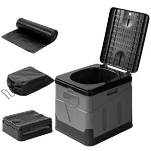 Portable Toilet For Car Camping Boating Hiking Outdoor Travel Potty With Carry Bag Foldable Emergency Toilet With Lid Trash Bags